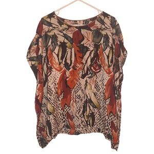 Madison Women's Size XL Tropical Vacation Summer Travel Flowy Tunic Blouse Top